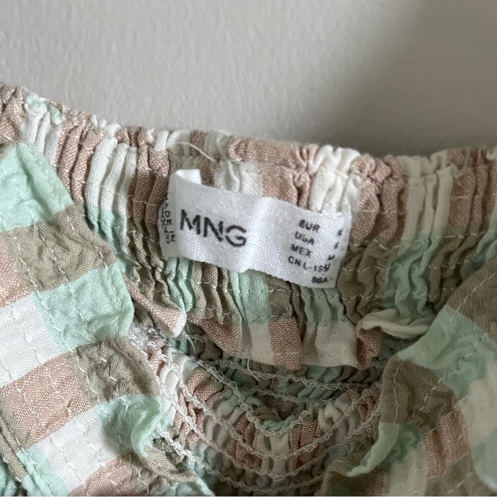 Mango Green and Cream Checkered Midi Dress - Picture 9 of 9